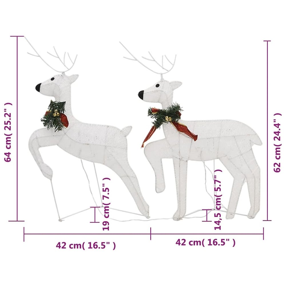 Christmas Reindeer Set of 4 White Mesh, metal Medium. Picture 9