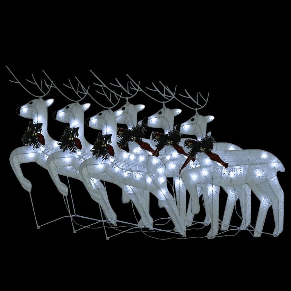 Christmas Reindeer Set of 6 White Mesh, Metal Medium. Picture 3