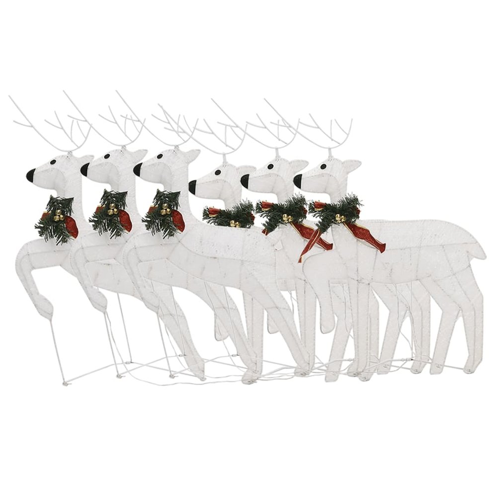Christmas Reindeer Set of 6 White Mesh, Metal Medium. Picture 4