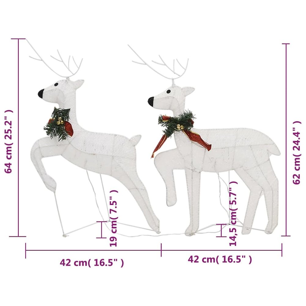 Christmas Reindeer Set of 6 White Mesh, Metal Medium. Picture 9