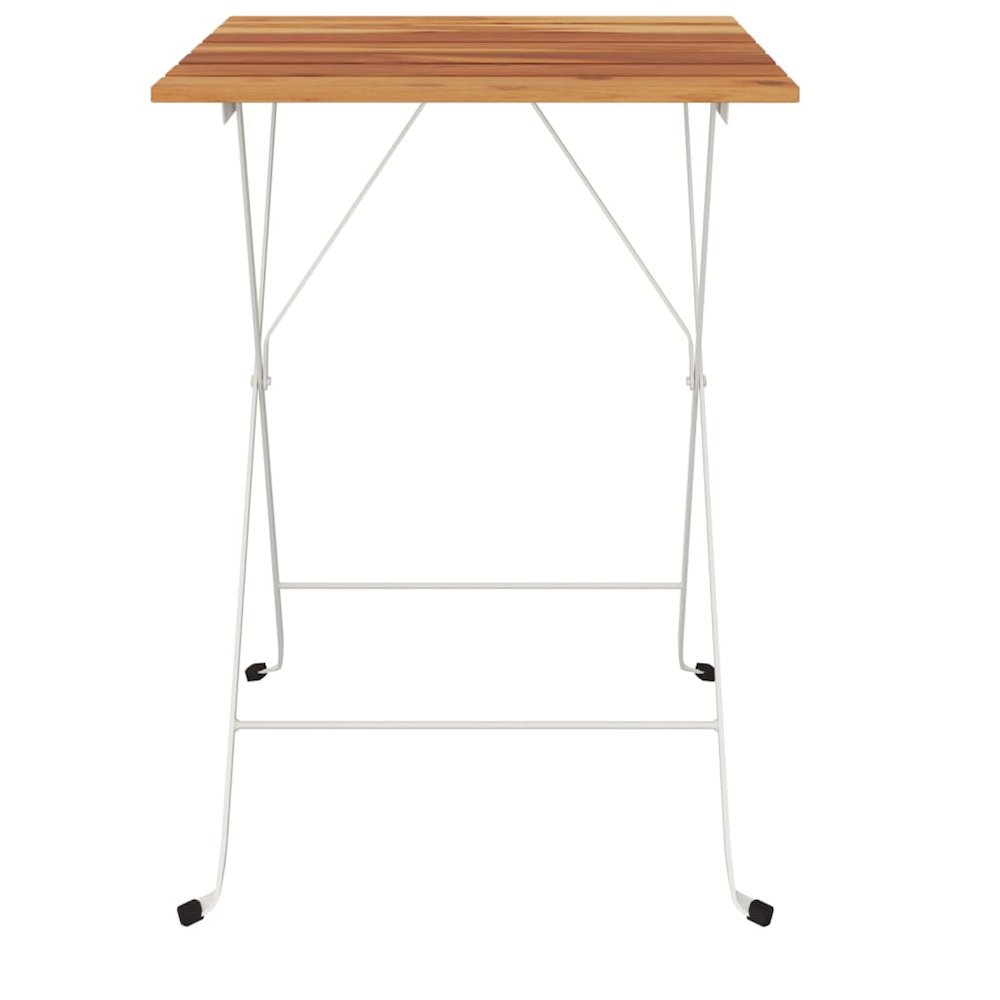 Folding Bistro Table Brown and Black Solid Acacia wood Medium-sized. Picture 3