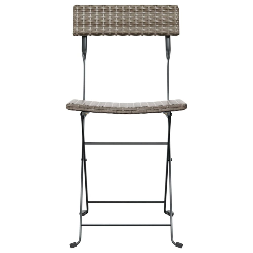Folding Bistro Chair Set of 2 Grey Poly Rattan, Powder-Coated Steel. Picture 4