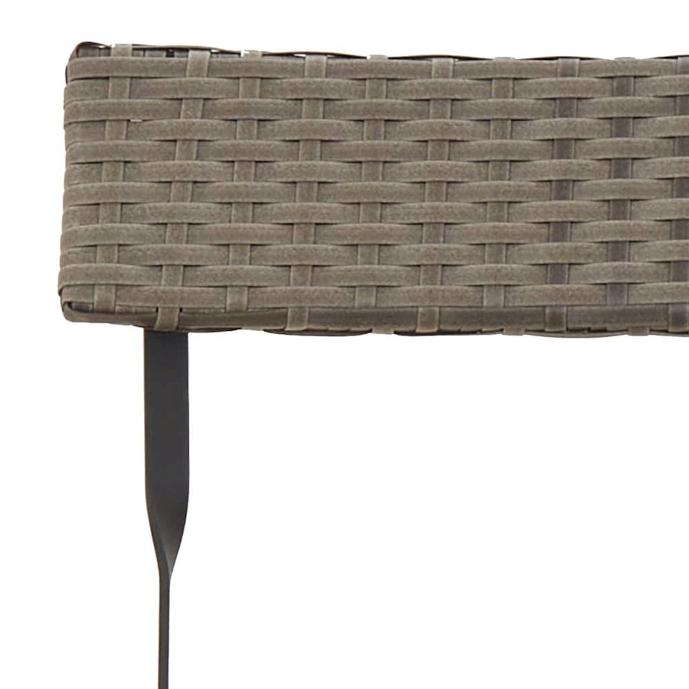 Folding Bistro Chair Set of 2 Grey Poly Rattan, Powder-Coated Steel. Picture 8