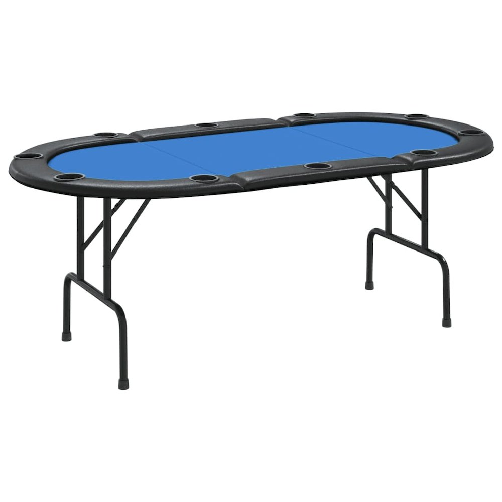 Poker Table Blue Engineered wood, felt, artificial leather, steel. Picture 2