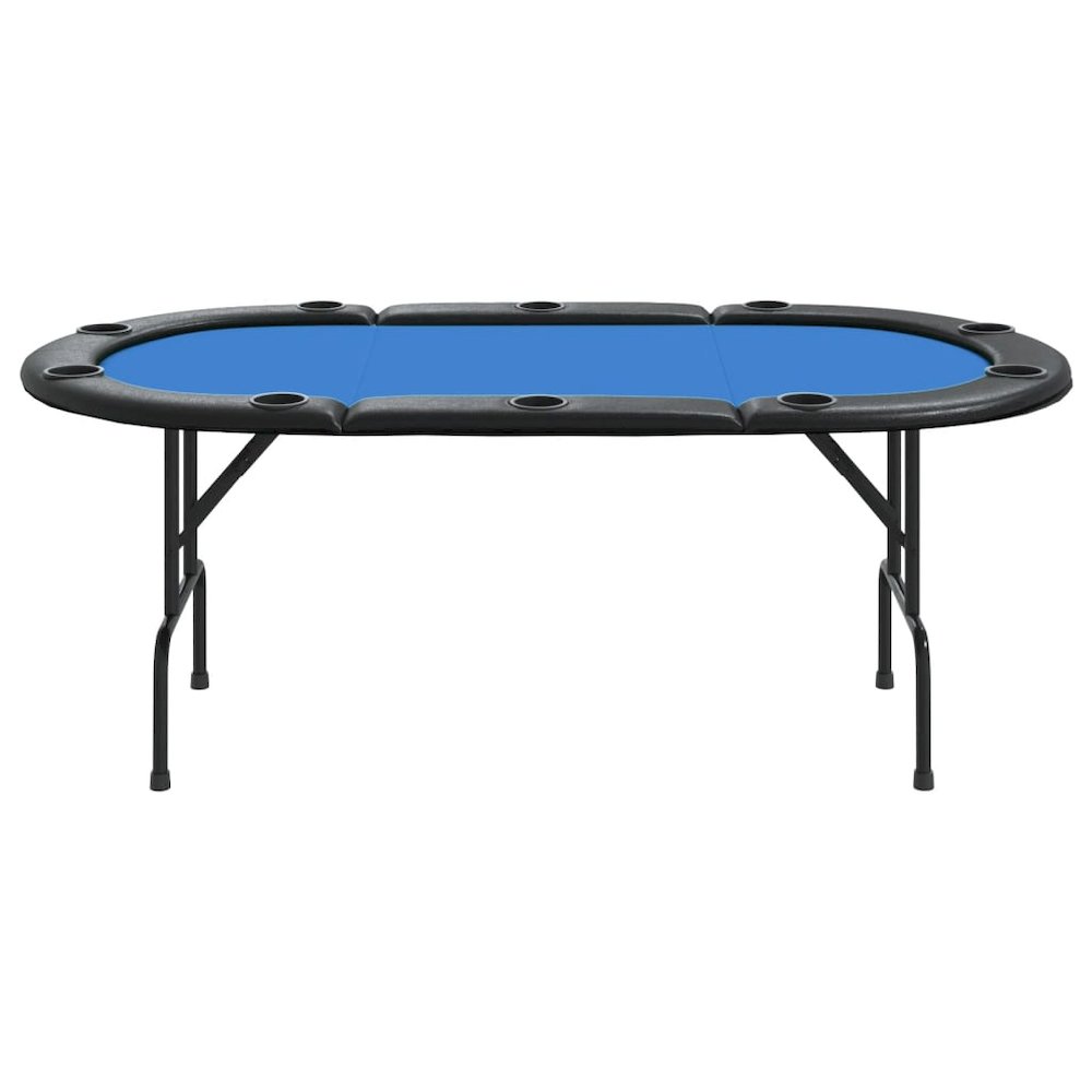 Poker Table Blue Engineered wood, felt, artificial leather, steel. Picture 3