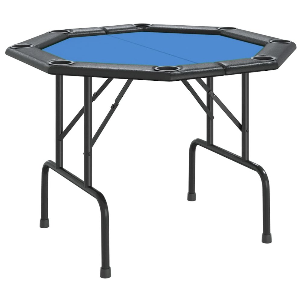 Poker Table Blue Engineered wood, felt, artificial leather, steel. Picture 2