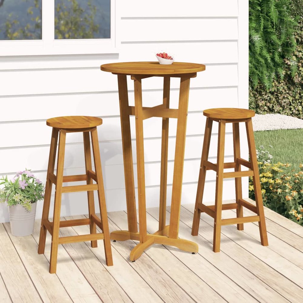 Garden Bar Table Natural Brown Solid Acacia wood Standard Durable. Picture 1