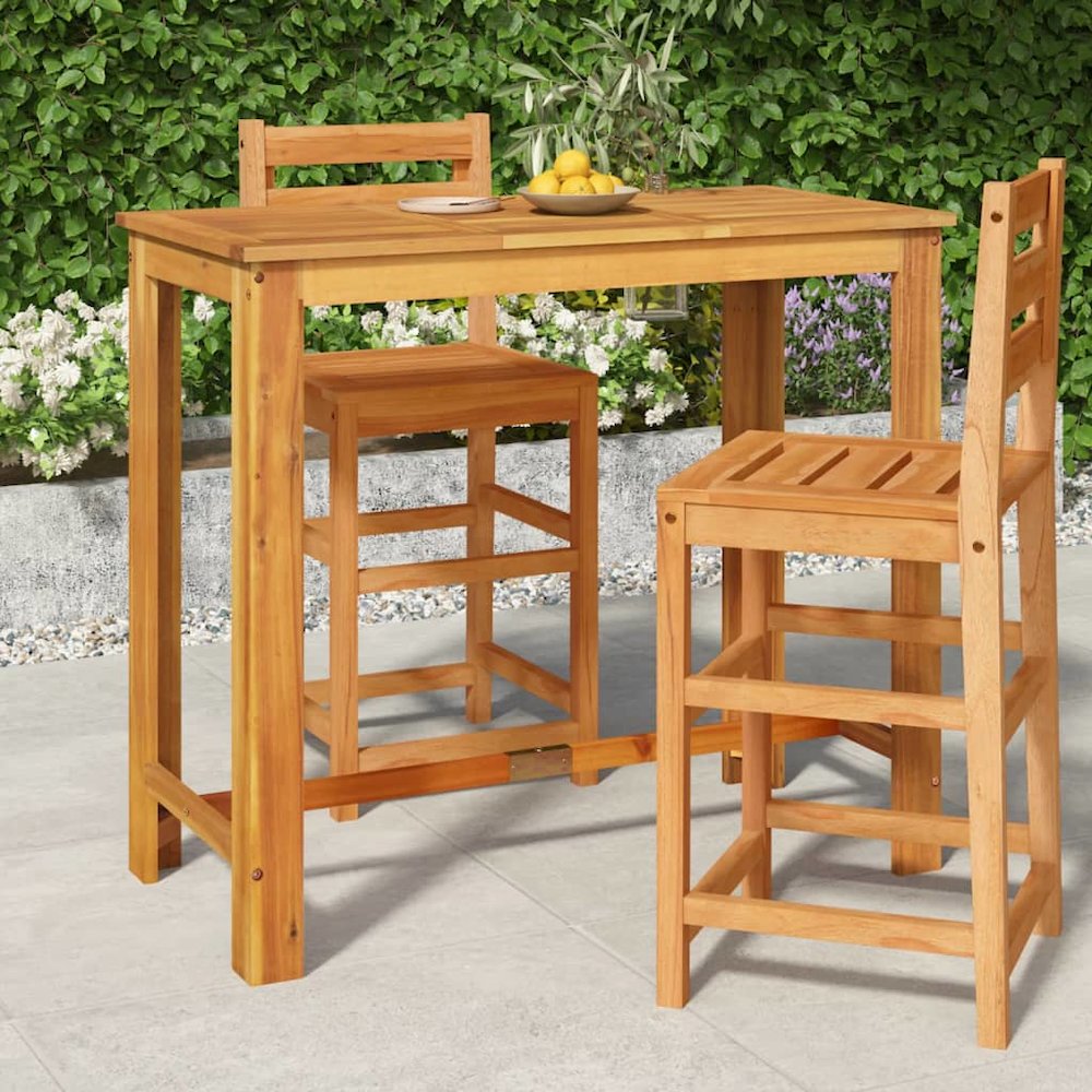 Garden Bar Table Natural Wood Solid Acacia Wood 47.2x23.6x41.3 in. Picture 1