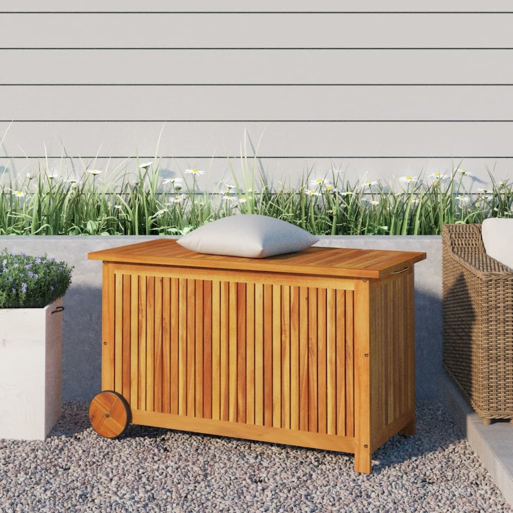 Garden Storage Box Natural wood Solid Acacia wood Medium Storage. Picture 1