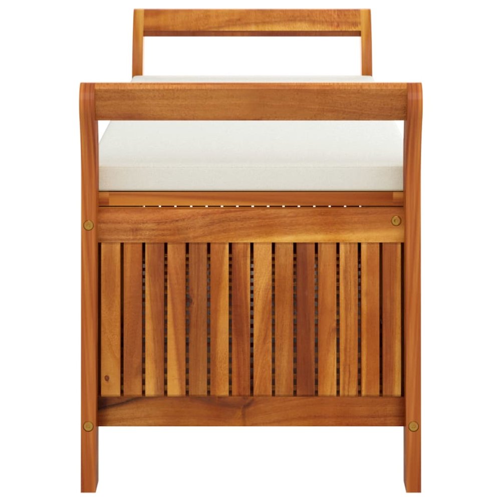 Garden Storage Bench Cream white, natural wood. Picture 6