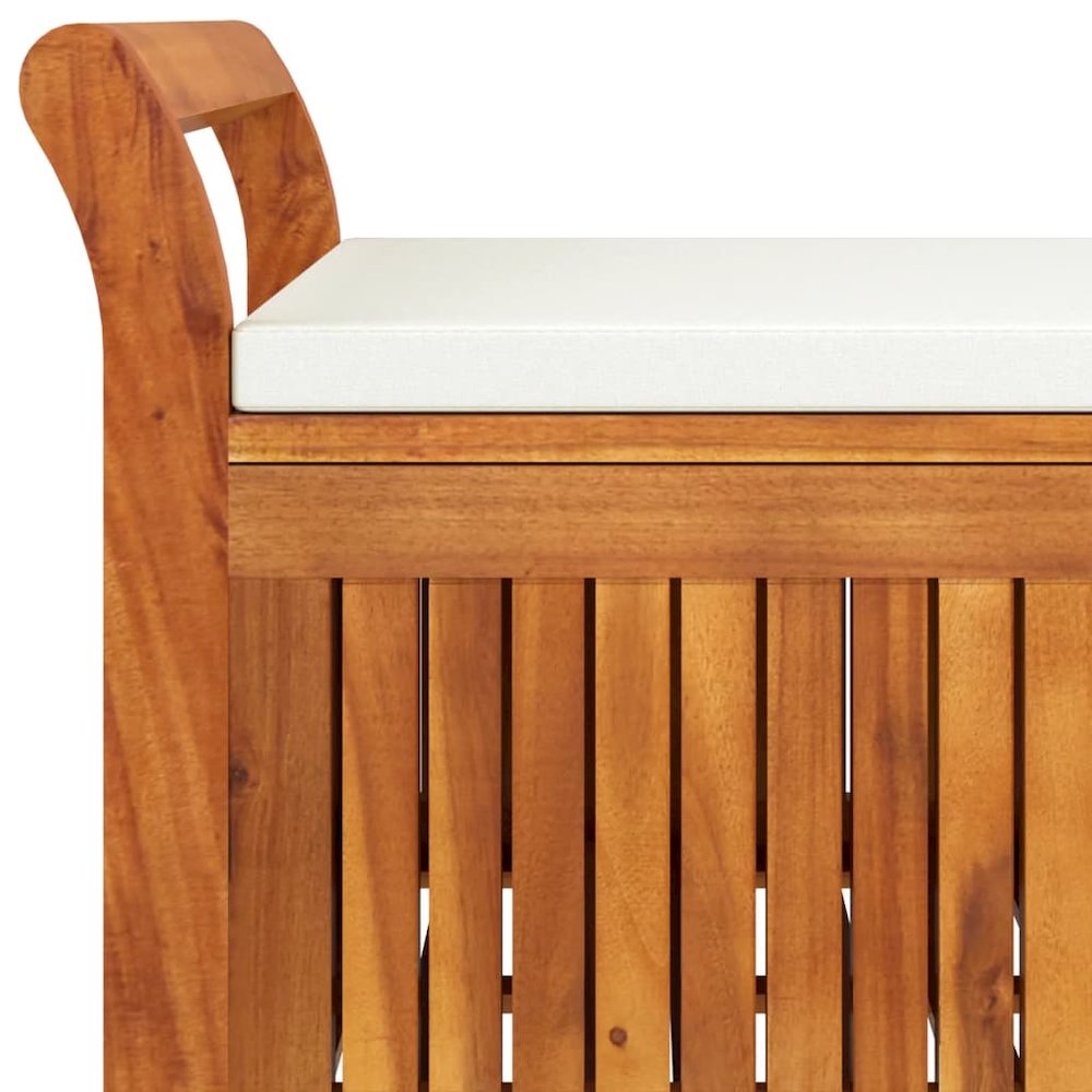 Garden Storage Bench Cream white, natural wood. Picture 7