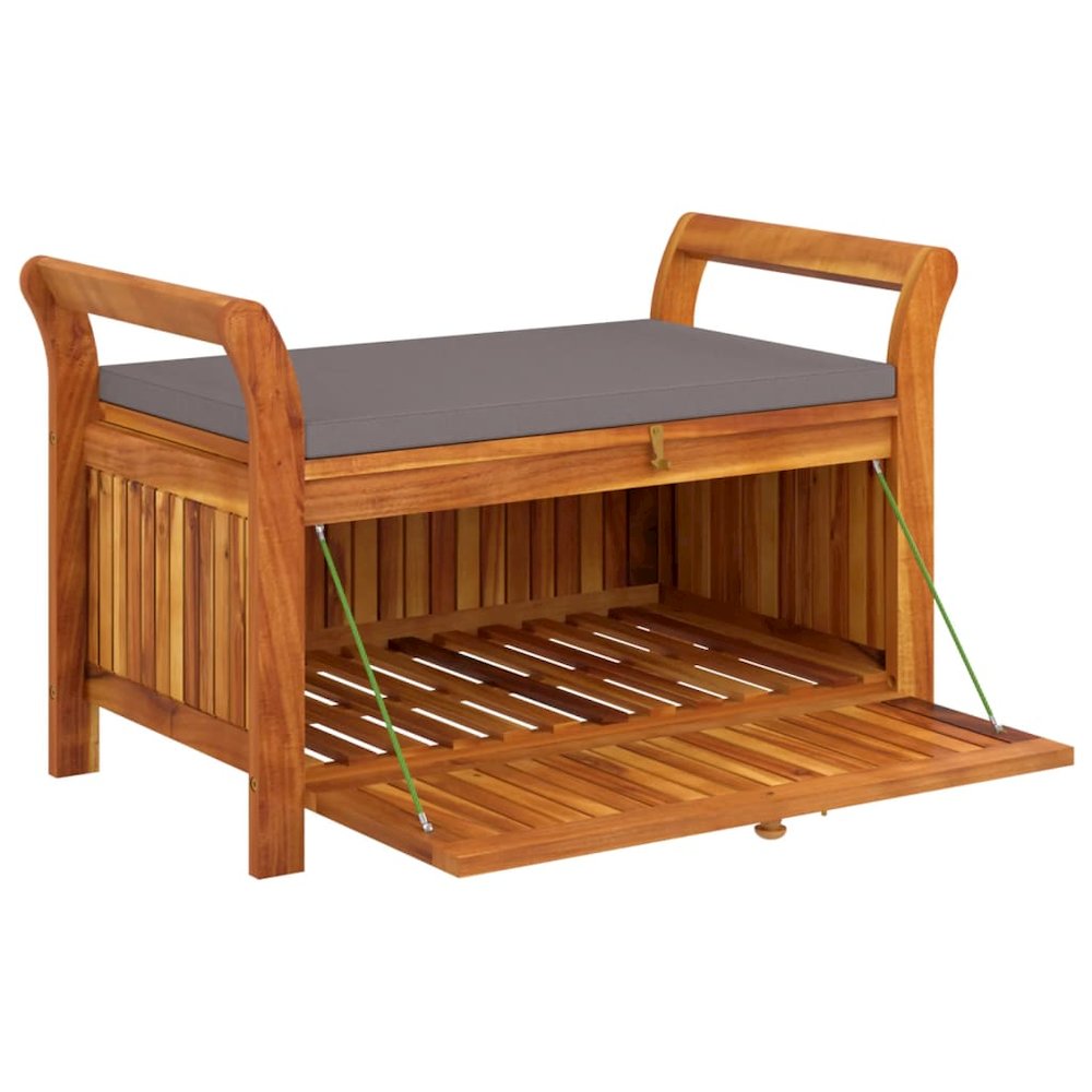 Garden Storage Bench Dark grey, Brown. Picture 4