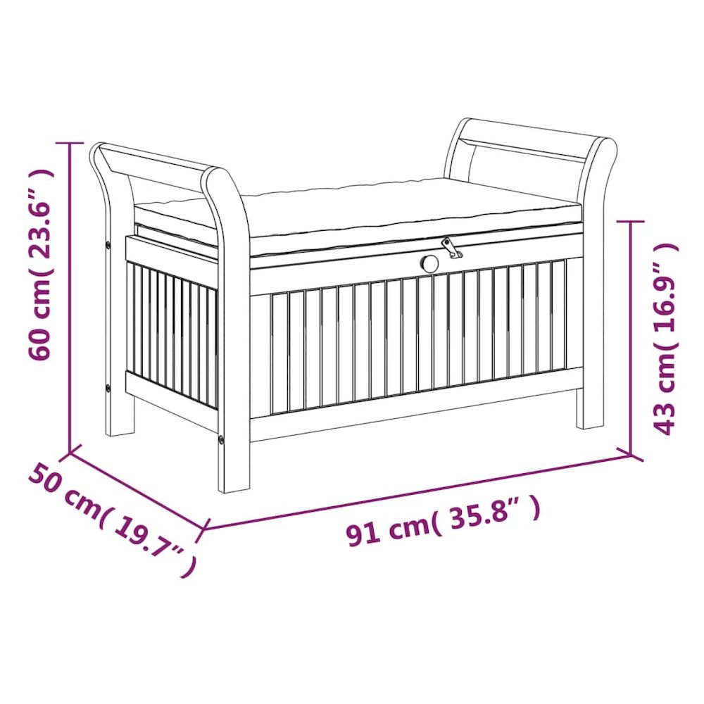 Garden Storage Bench Dark grey, Brown. Picture 10