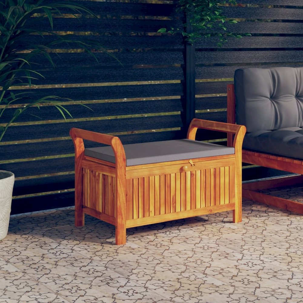 Garden Storage Bench Dark grey, Brown. Picture 1
