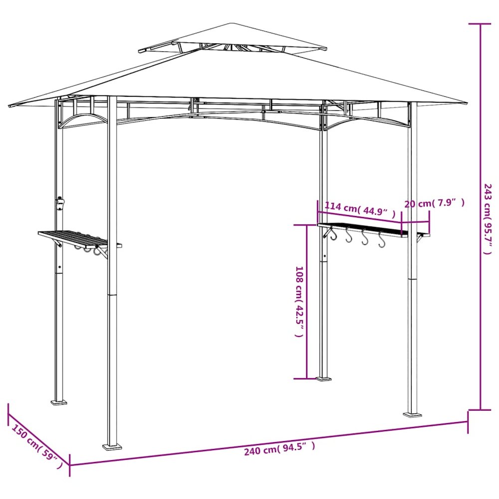 BBQ Gazebo Anthracite Steel Medium Hooks BBQ Gazebo. Picture 8
