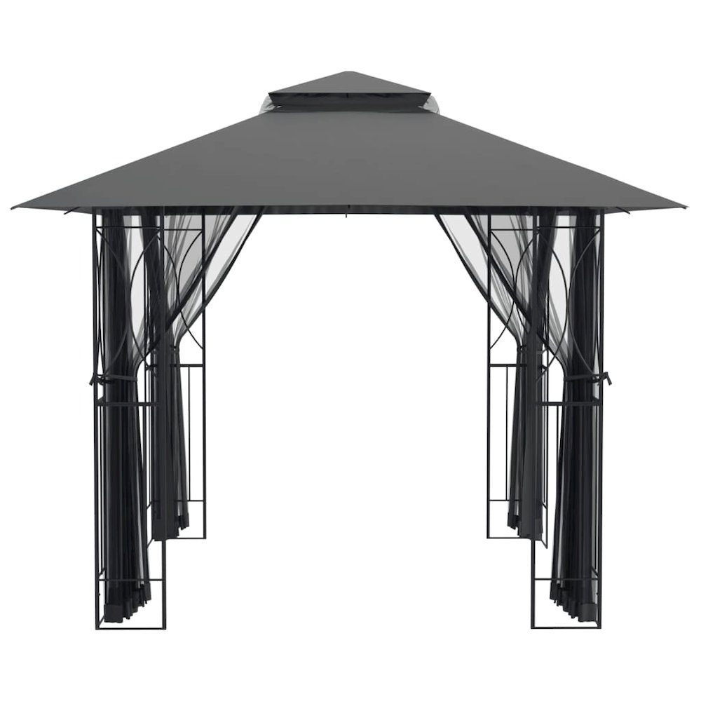 Gazebo with Sidewalls Anthracite 118.1"x118.1"x106.3" Steel. Picture 4