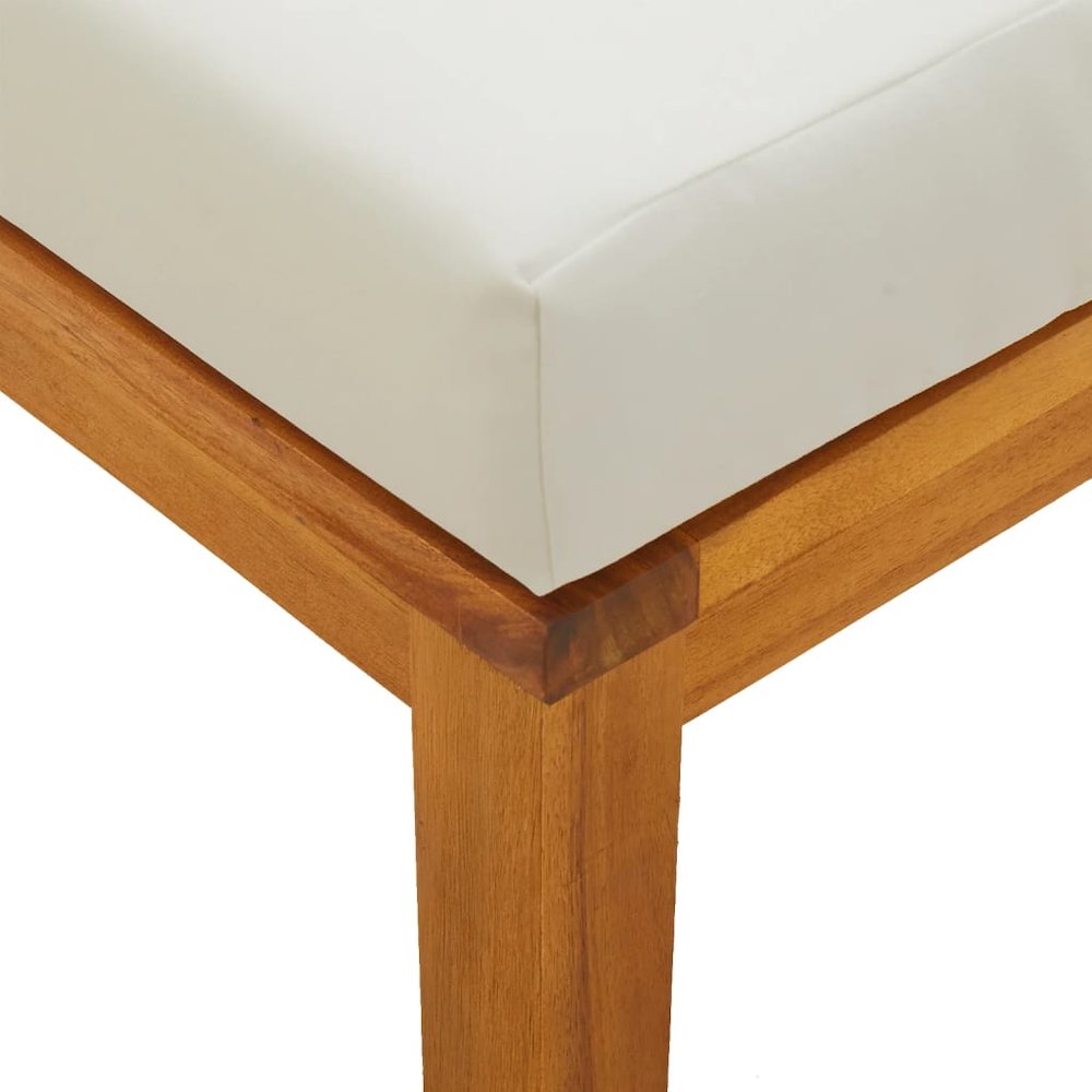 Garden Stool Set of 2 Acacia wood (Natural) and Cream. Picture 6