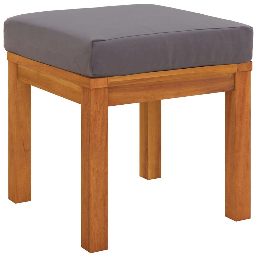 Garden Stool Set of 2 Brown Solid Acacia wood, Polyester Medium. Picture 3