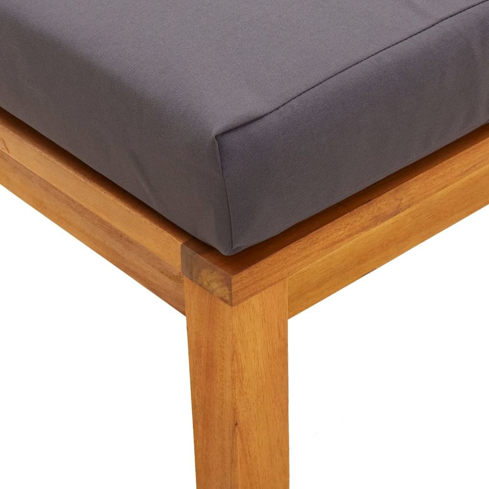 Garden Stool Set of 2 Brown Solid Acacia wood, Polyester Medium. Picture 6
