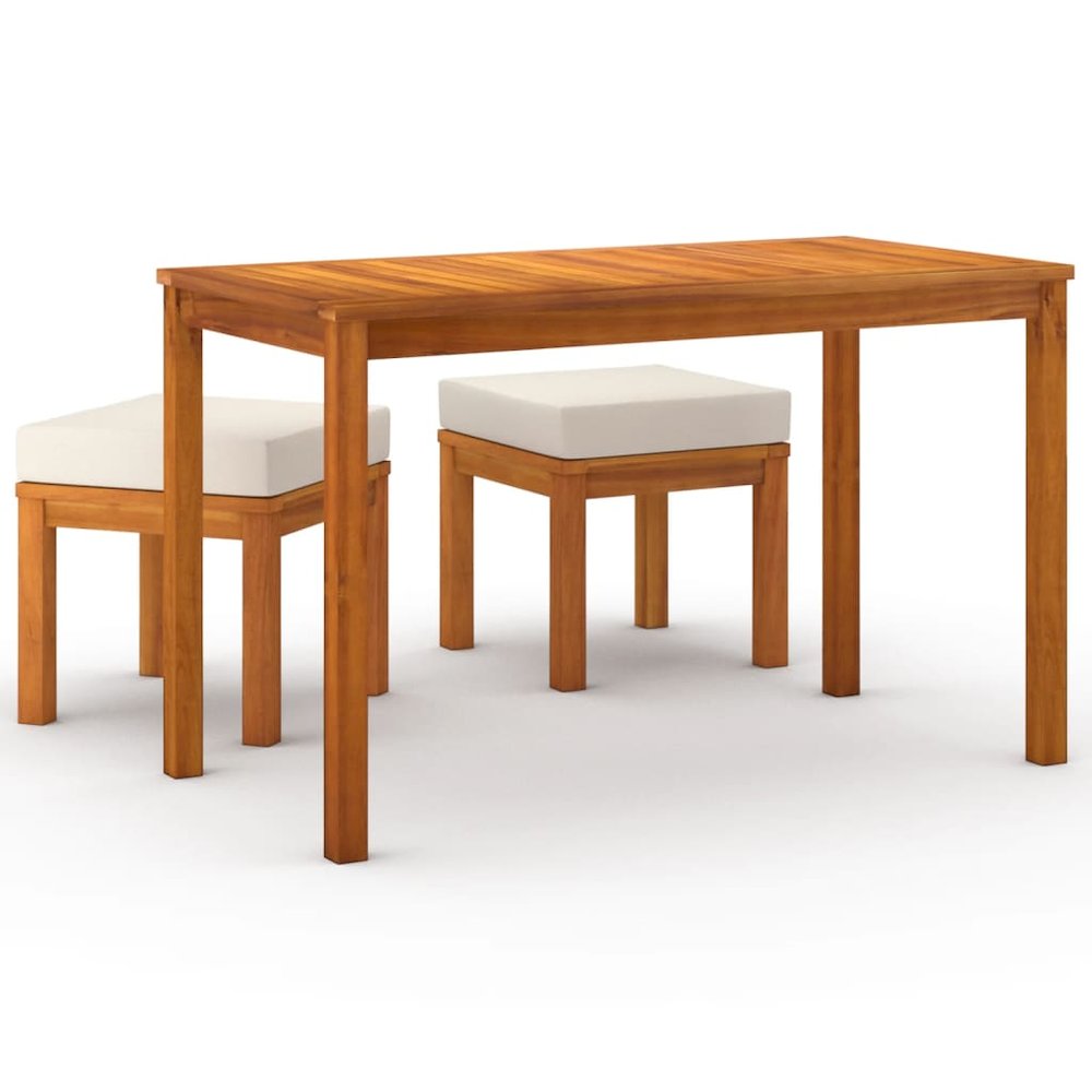 Garden Dining Set Acacia wood, Cream. Picture 2