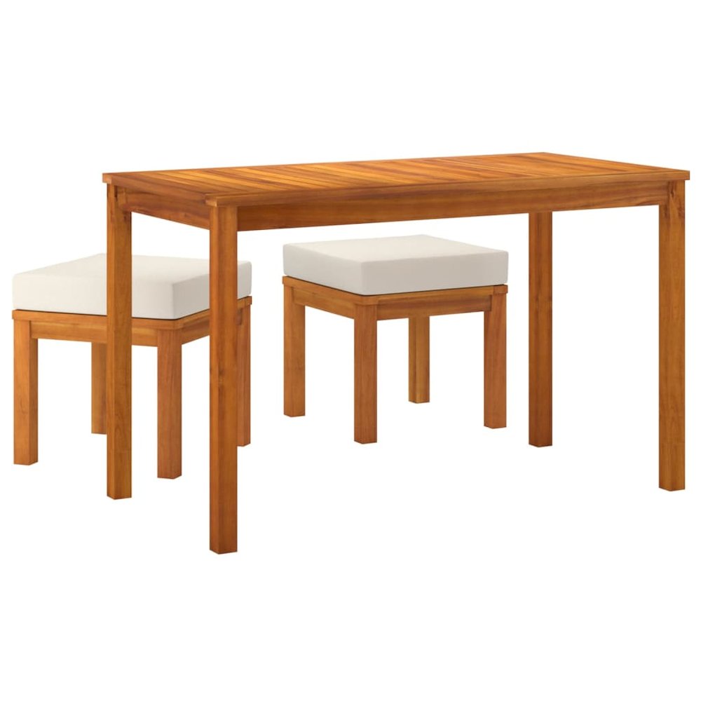 Garden Dining Set Acacia wood, Cream. Picture 3