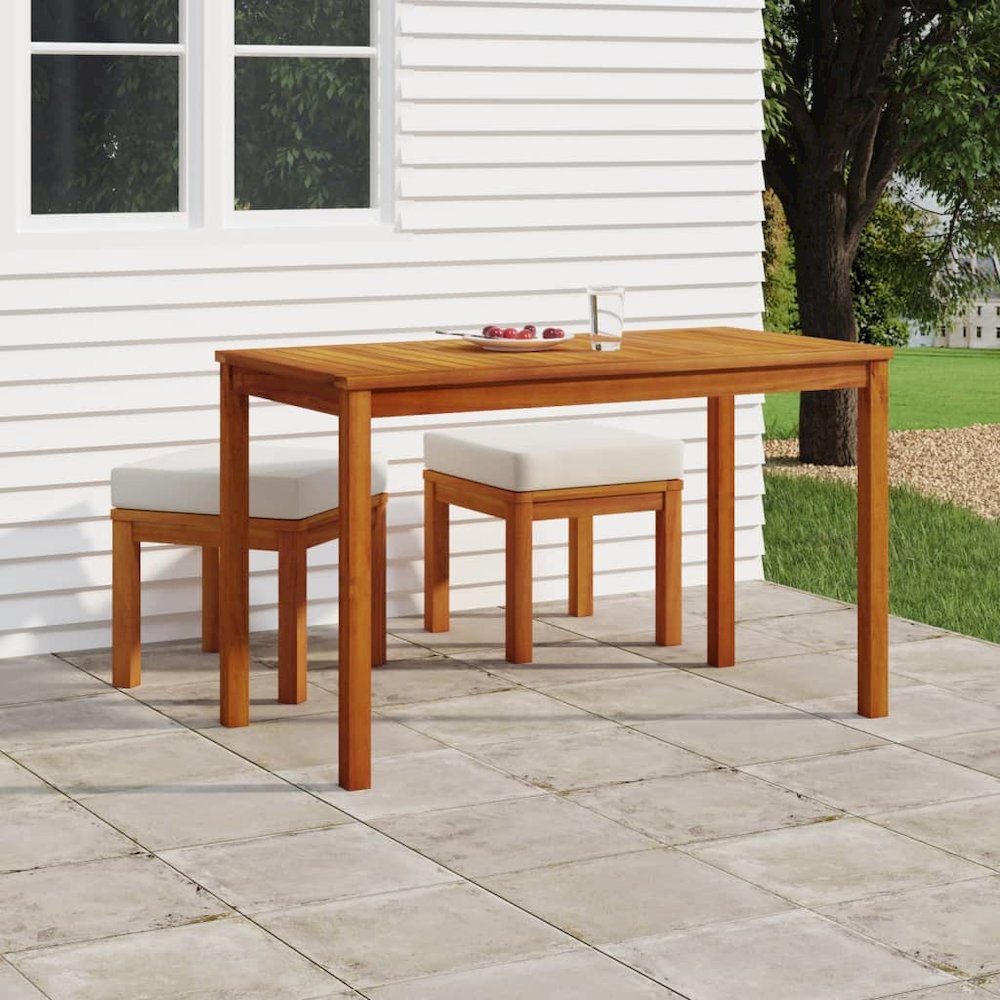 Garden Dining Set Acacia wood, Cream. Picture 1