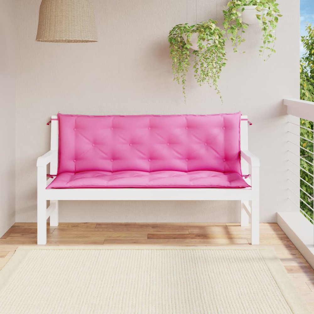 Garden Bench Cushion Set of 2 Pink. Picture 2