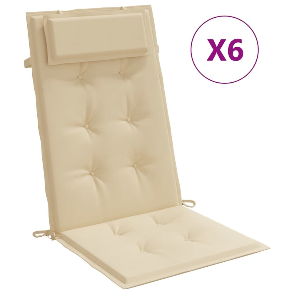 Highback Chair Cushion Set of 6 Beige. Picture 2