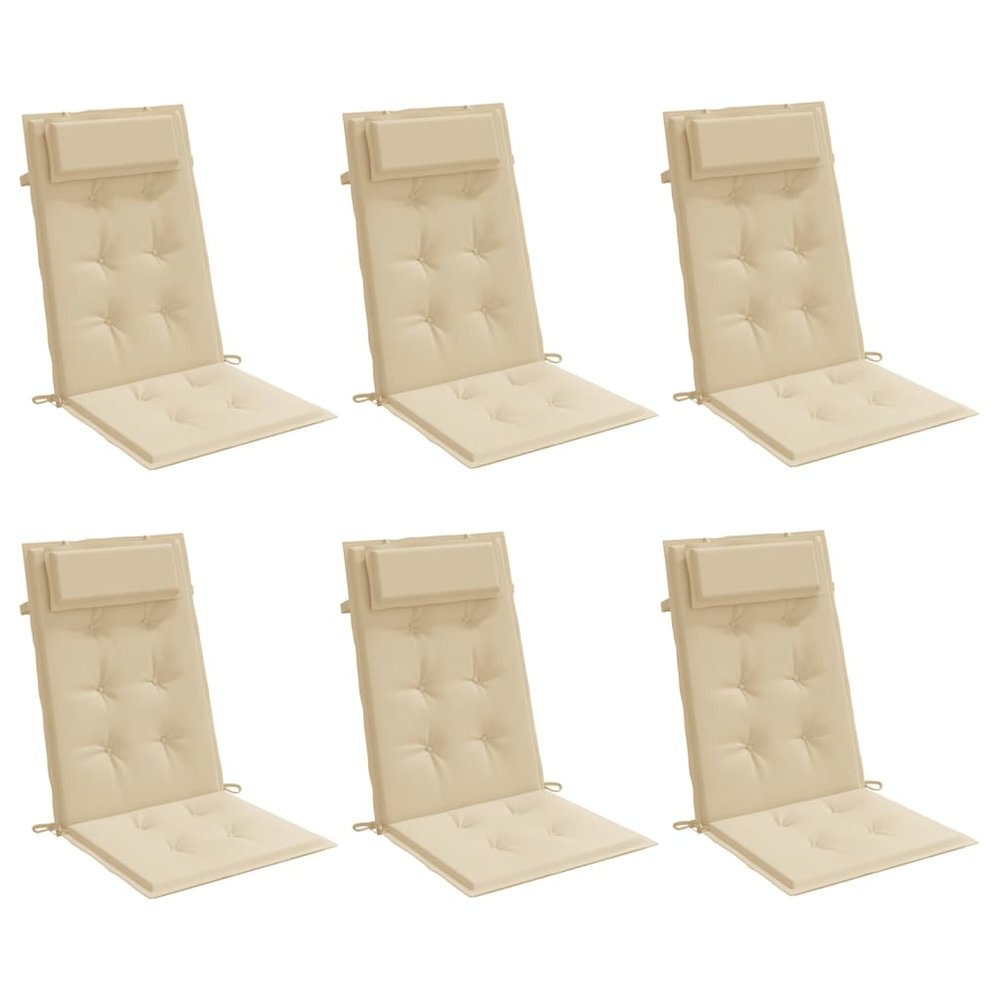 Highback Chair Cushion Set of 6 Beige. Picture 3