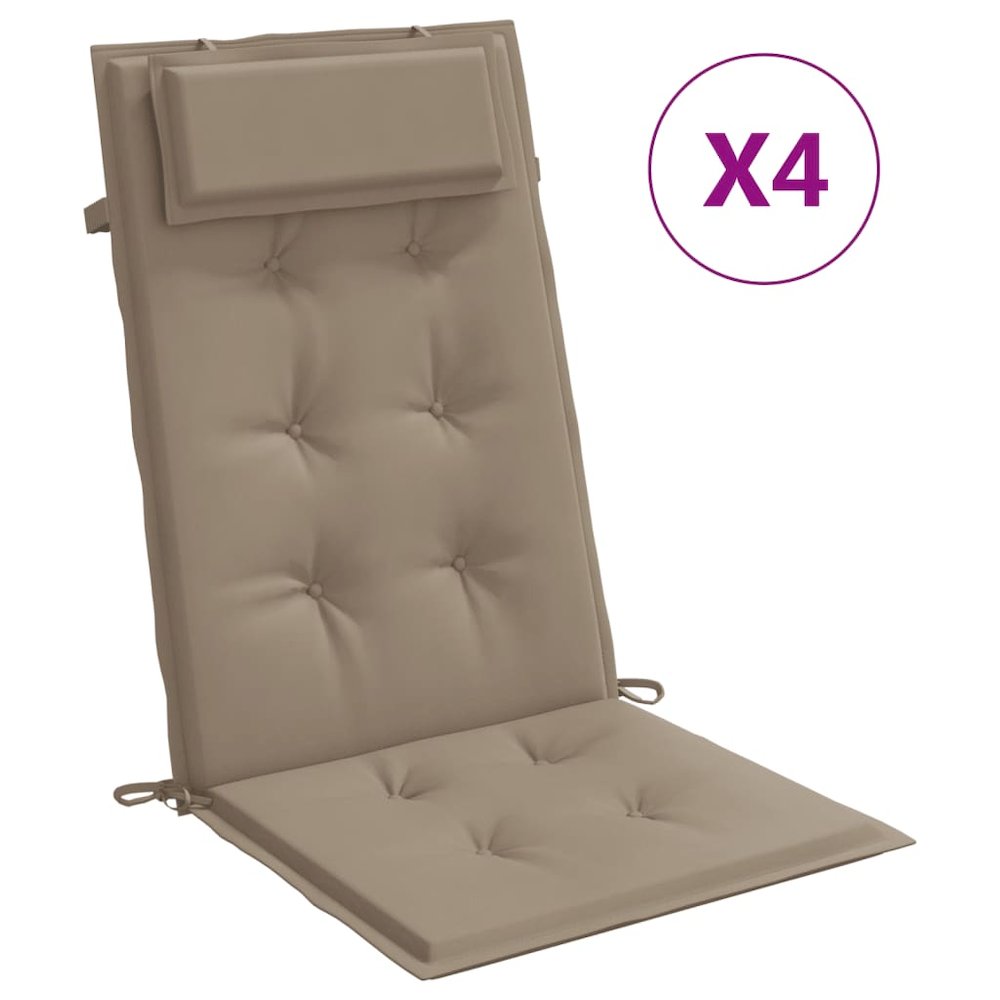Highback Chair Cushion Set of 4 Taupe. Picture 2