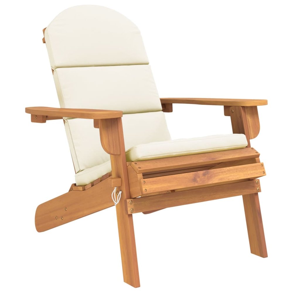 Garden Chair Cream white, Natural wood. Picture 2