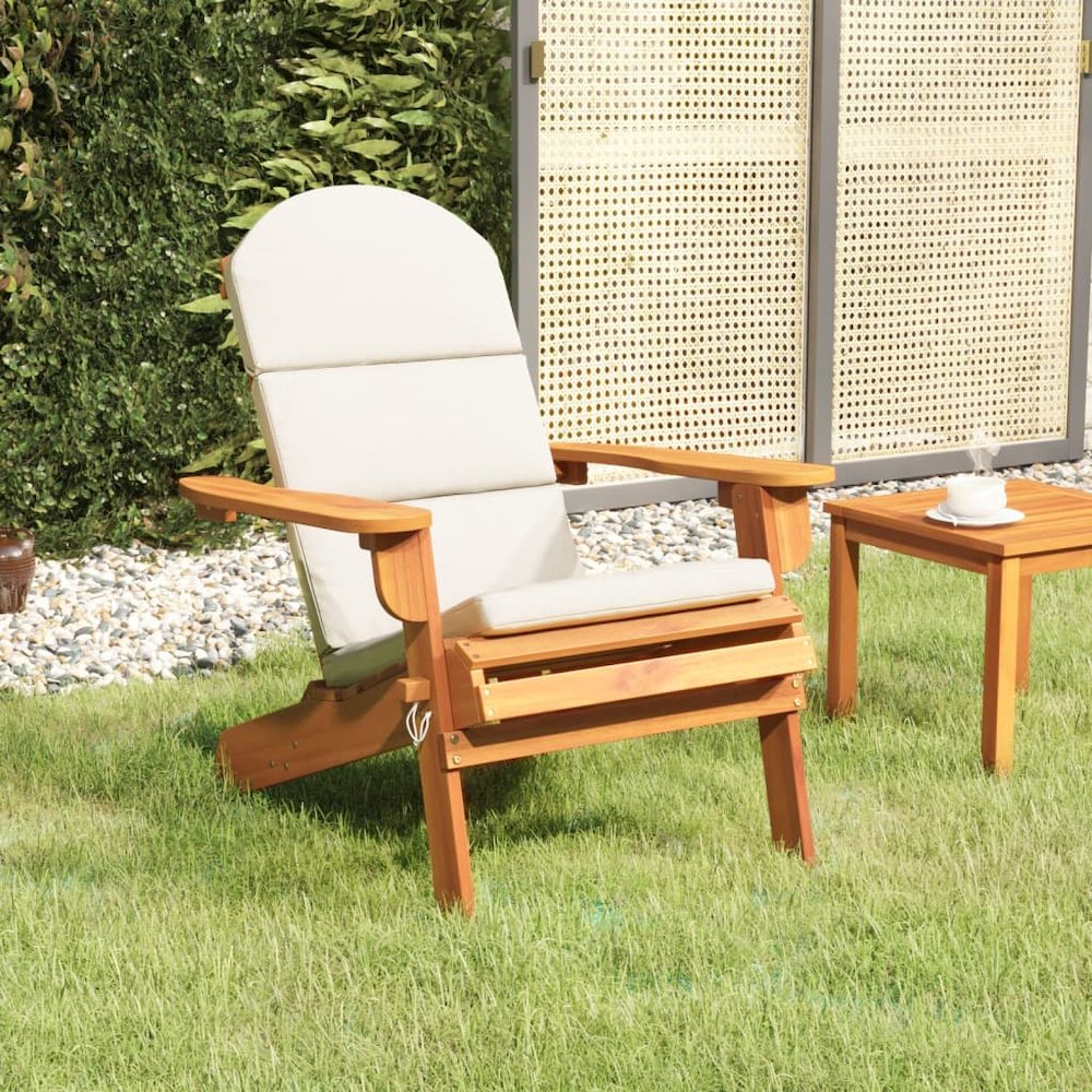 Garden Chair Cream white, Natural wood. Picture 1
