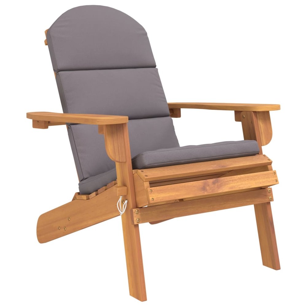 Garden Chair Dark grey, Natural wood Solid acacia wood, Polyester. Picture 2