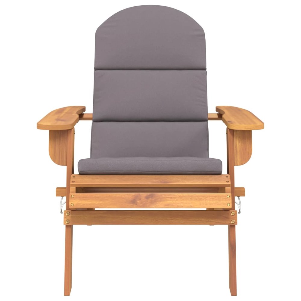 Garden Chair Dark grey, Natural wood Solid acacia wood, Polyester. Picture 3