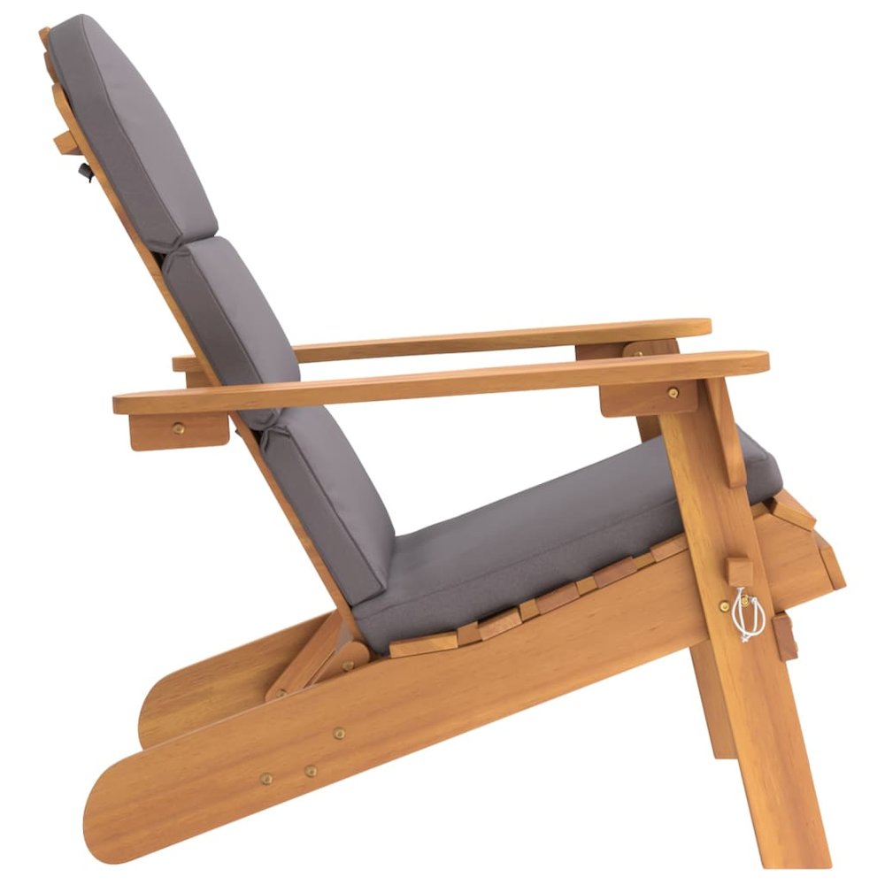 Garden Chair Dark grey, Natural wood Solid acacia wood, Polyester. Picture 4