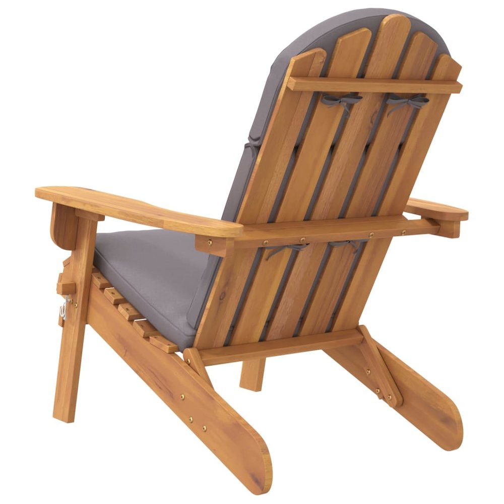Garden Chair Dark grey, Natural wood Solid acacia wood, Polyester. Picture 5