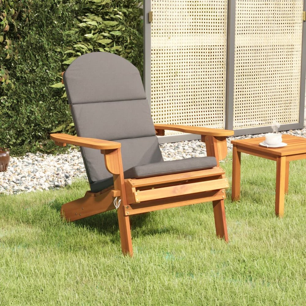 Garden Chair Dark grey, Natural wood Solid acacia wood, Polyester. Picture 1