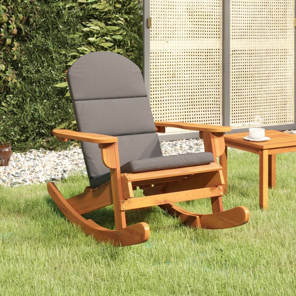 Rocking Chair Dark grey and Natural wood. Picture 1