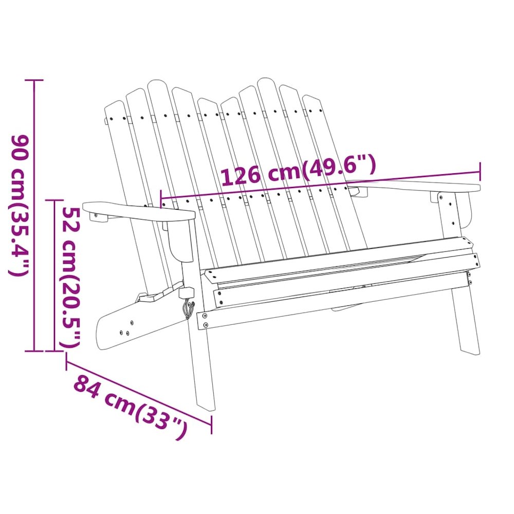Garden Bench Natural wood Solid acacia wood Medium Foldable. Picture 8