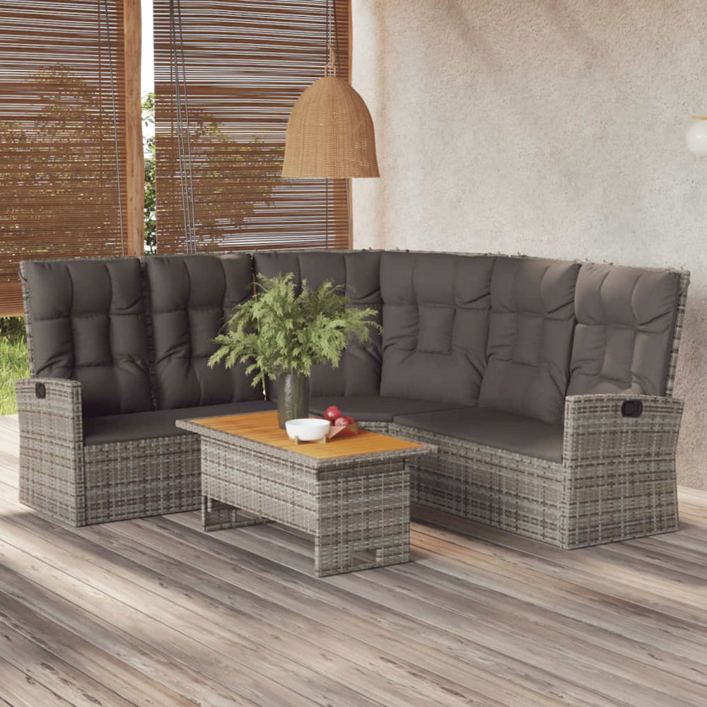 Corner Sofa Grey Poly Rattan Large Corner Sofa Modern. Picture 1
