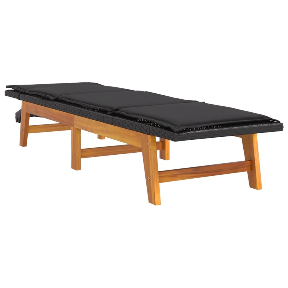 Sun Lounger Black and brown PE rattan 78.7 x 21.3 x 34.3 in. Picture 3