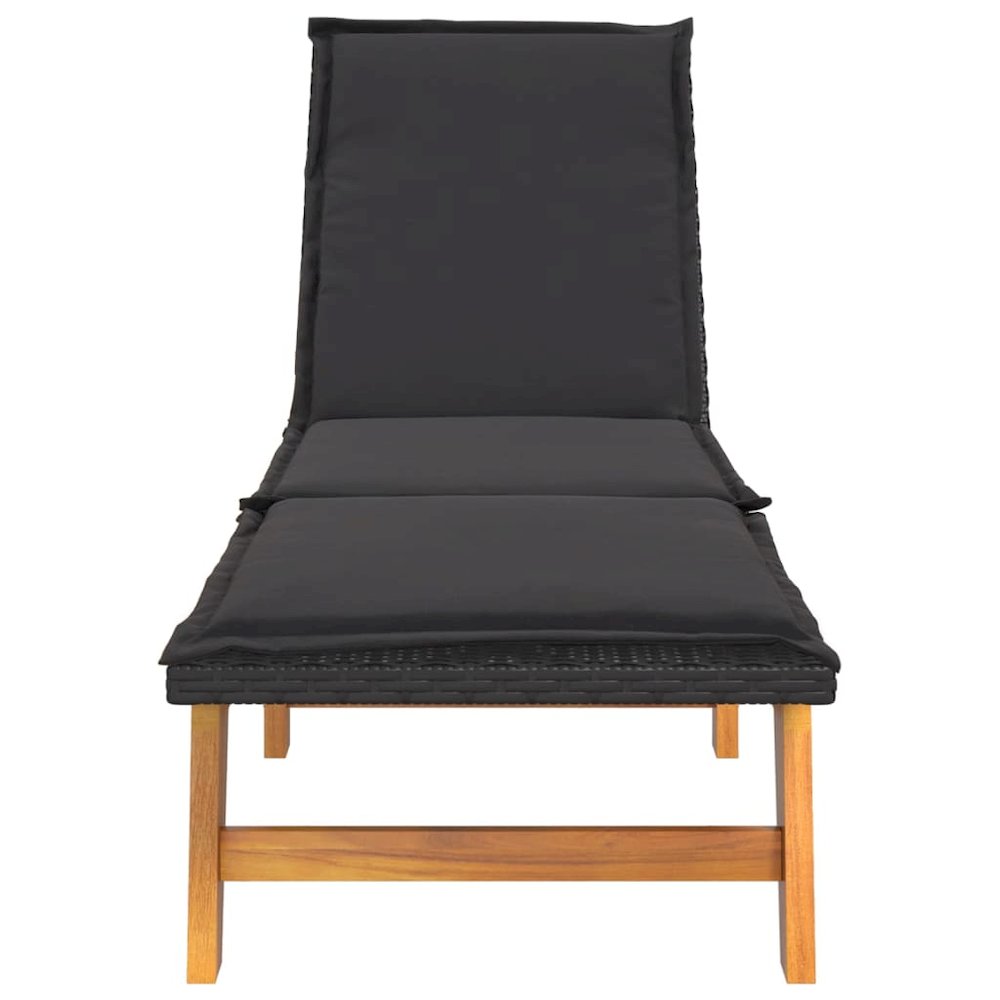 Sun Lounger Black and brown PE rattan 78.7 x 21.3 x 34.3 in. Picture 4