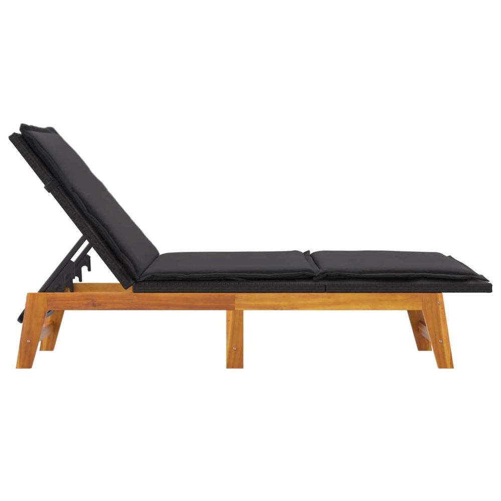 Sun Lounger Black and brown PE rattan 78.7 x 21.3 x 34.3 in. Picture 5