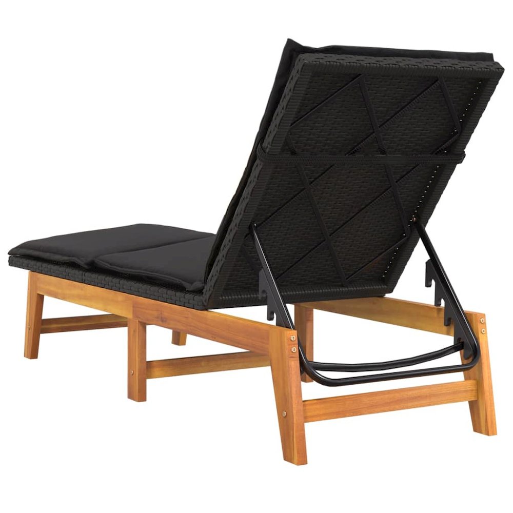 Sun Lounger Black and brown PE rattan 78.7 x 21.3 x 34.3 in. Picture 7