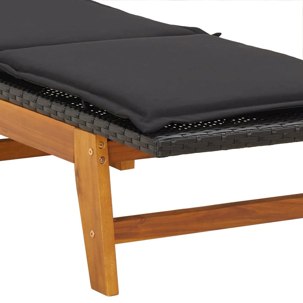 Sun Lounger Black and brown PE rattan 78.7 x 21.3 x 34.3 in. Picture 8
