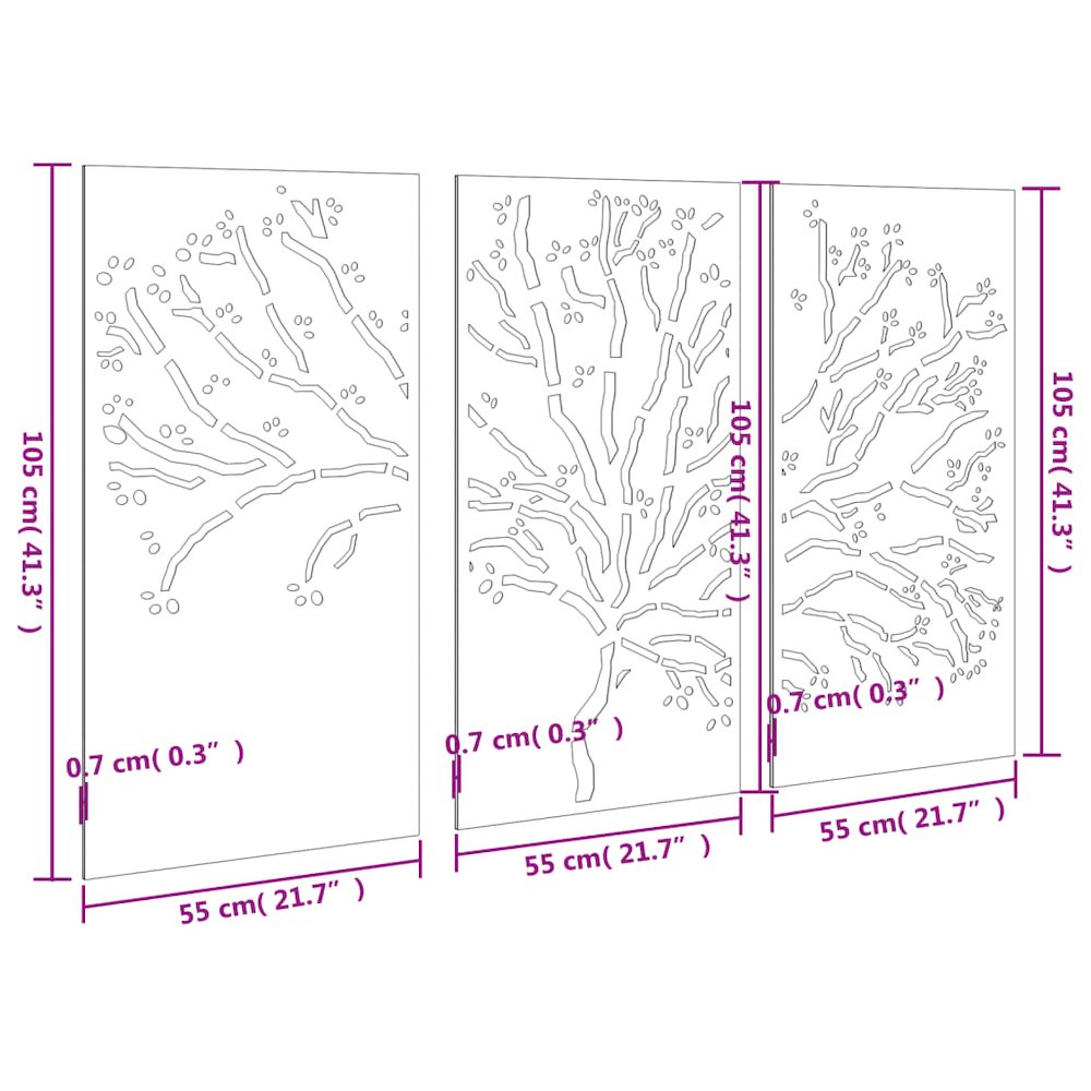 Garden Wall Decoration Rusty Corten steel 41.3 x 21.7 in. Picture 8