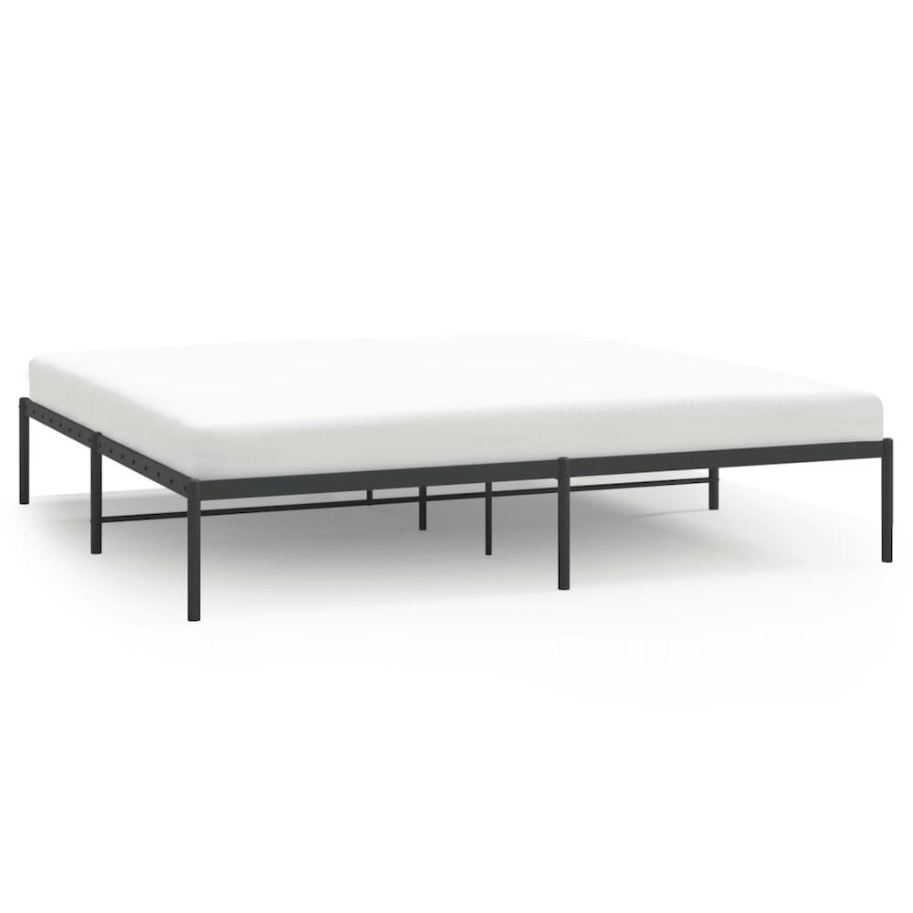 Bed Frame Black Powder-Coated Steel 76 x 80 in mattress size. Picture 1