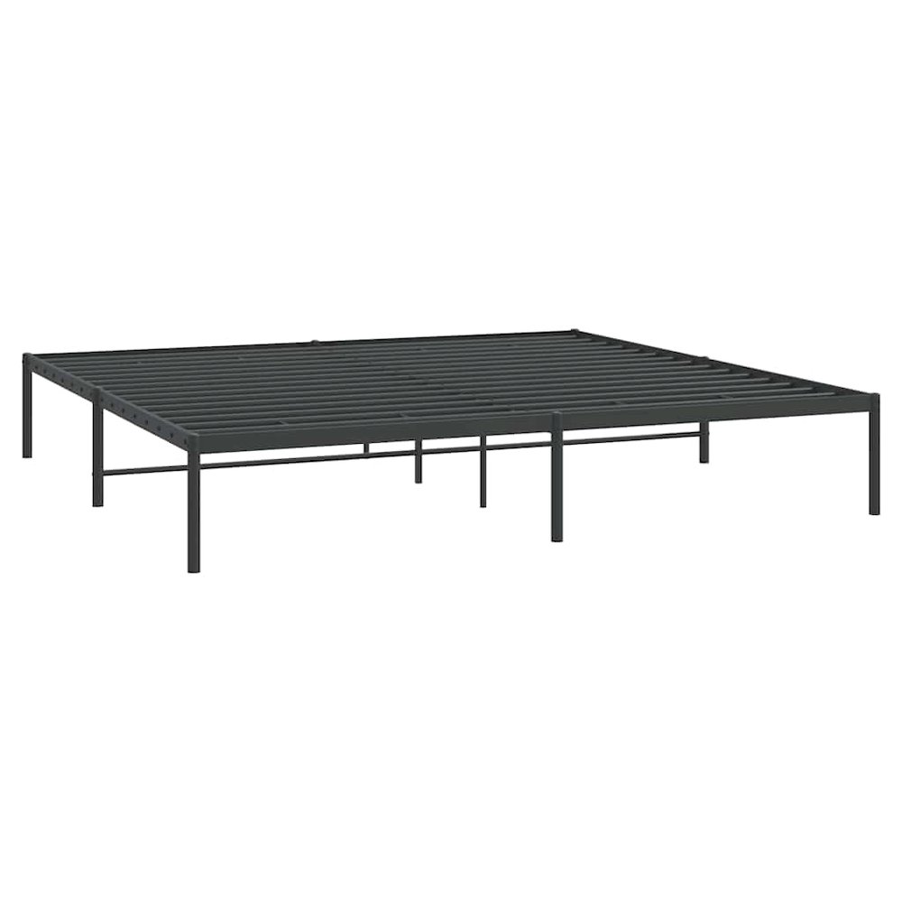 Bed Frame Black Powder-Coated Steel 76 x 80 in mattress size. Picture 3