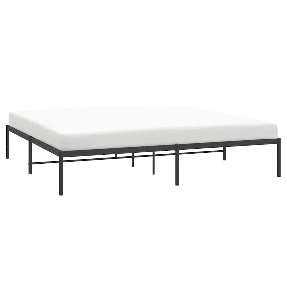 Bed Frame Black Powder-Coated Steel 76 x 80 in mattress size. Picture 6