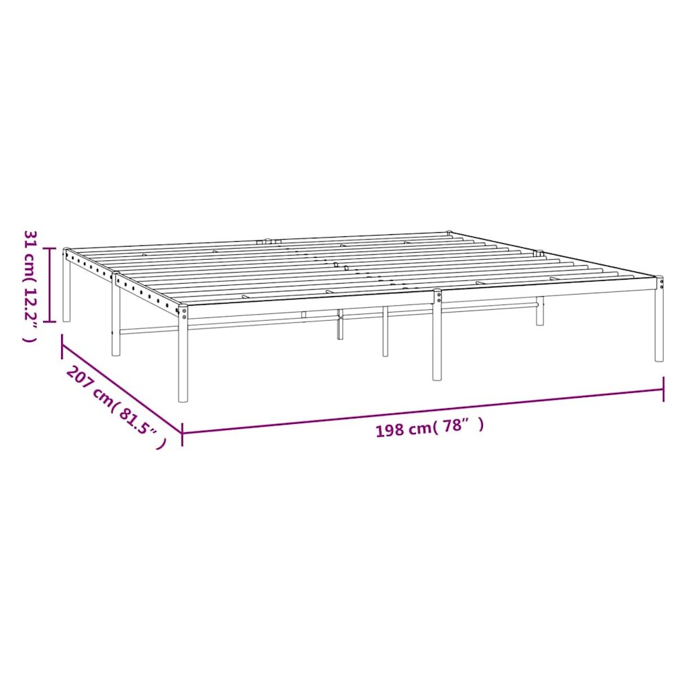 Bed Frame Black Powder-Coated Steel 76 x 80 in mattress size. Picture 10